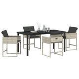 Garden Dining Set with Cushion 5 pcs Light Grey Poly Rattan 3380026