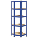5-Layer Corner Shelf Blue Steel&Engineered Wood 4016945