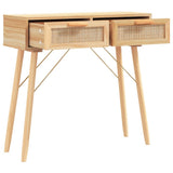 Console Table Brown 80x30x75 cm Solid Wood Pine&Natural Rattan 345626