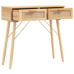 Console Table Brown 80x30x75 cm Solid Wood Pine&Natural Rattan 345626