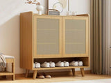 Natural Rattan Storage Cabinet & Shoe Cabinet Comb, 5-Tier Shoe Cabinets Storage for Boots or Heels N896P437304O