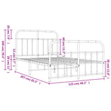 Bed Frame White Powder-coated steel Double Bed Frame 352643
