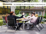 Garden Table, Outdoor Dining Table for 6 People, 160 x 90 x 74 cm, with Rust Resistant Metal Frame, T3398P327902