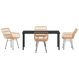 Garden Dining Set 5 pcs Brown Powder-Coated Steel 3379180