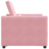 Pull out Sofa Bed Single Light pink 90 x 165 x 87 cm Velvet 42002701