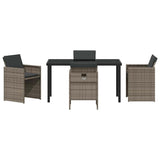 Garden Dining Set with Cushion 5 pcs Grey Poly Rattan 3379949