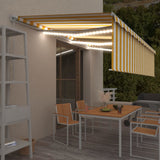 ZNTS Manual Retractable Awning with Blind&LED 6x3m Yellow&White 3069363