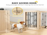 4 Panel Freestanding Pet Gate, Indoor Dog Barrier with Lockable Door, Support Feet, 360&deg Flexible T3398P425272