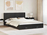 Bed Frame with Storage and Headboard Black 135 x 190 cm 3414118