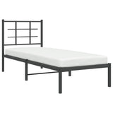 Metal Bed Frame without Mattress with Headboard Black 80x200cm 355552