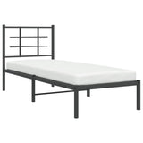 Metal Bed Frame without Mattress with Headboard Black 75x190cm 355551