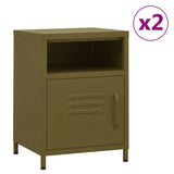 Nightstands 2 pcs Olive Green 35x35x51 cm Steel 3095214