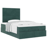 Ottoman Bed with Mattresses Dark Green 120x200cm Velvet 3313394