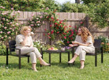 3 Pieces Garden Bistro Set for 2, Outdoor Bistro Table and Chairs with Metal Frame, Plastic Patio T3398P554276