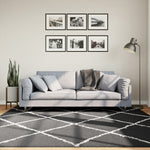 ZNTS Shaggy Rug PAMPLONA High Pile Modern Black and Cream 200x200 cm 375414