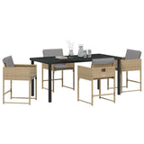Garden Dining Set with Cushion 5 pcs Beige Poly Rattan 3380030