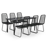7 Piece Garden Dining Set Black 3156505