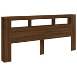 LED Headboard Brown Oak 220x18.5x103.5 cm Engineered Wood 837378