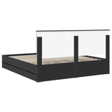 Bed Frame with Drawer Black 200 x 200 cm Engineer Wood 3409427