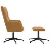 Relaxing Chair with a Stool Brown Velvet 328114
