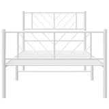 Metal Bed Frame without Mattress with Footboard White 75x190cm 372236
