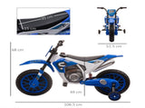 12V Kids Electric Motorcycle Ride-On, with Training Wheels, for Ages 3-6 Years - Blue T3398P348282