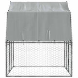 Dog Cage with Roof and Door Silver Galvanised Steel 3294908