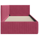 Corner Bed Frame with Headboard Wine red 90 x 200 cm Velvet 42016270