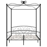 Canopy Bed Frame without Mattress Black Metal 180x200 cm Super King 284479