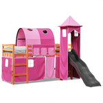 Kids' Loft Bed with Tower Pink 80x200 cm Solid Wood Pine 3309154
