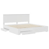 Bed Frame with Headboard White 200 x 200 cm Engineered Wood 3411264