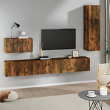 4 Piece TV Cabinet Set Smoked Oak Engineered Wood 3114331