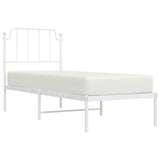 Metal Bed Frame without Mattress with Headboard White 75x190cm 373926