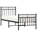 Metal Bed Frame without Mattress with Footboard Black 80x200cm 373700