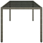 Garden Table Grey 250x100x75 cm Tempered Glass and Poly Rattan 316727