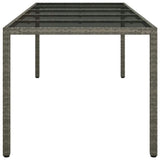 Garden Table Grey 250x100x75 cm Tempered Glass and Poly Rattan 316727