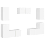 7 Piece TV Cabinet Set White Engineered Wood 3078671