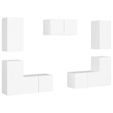 7 Piece TV Cabinet Set White Engineered Wood 3078671