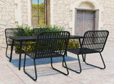Dining Set Black Poly rattan Large Stackable Outdoor Dining Set 3060245