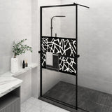 ZNTS Walk-in Shower Wall with Shelf Black 90x195 cm ESG Glass&Aluminium 3185464