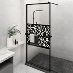 ZNTS Walk-in Shower Wall with Shelf Black 100x195 cm ESG Glass&Aluminium 3185476