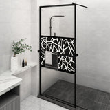 Walk-in Shower Wall with Shelf Black 90x195 cm ESG Glass&Aluminium 3185464