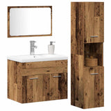 Bathroom Furniture Set with Shelf 4 pcs Brown Engineered Wood 3332580