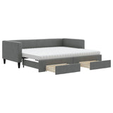 Daybed with Trundle and Drawers Dark Grey 90x190 cm Fabric 3196654
