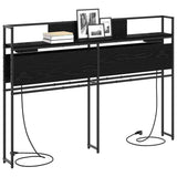 Storage Headboard with Shelf Black oak 150 cm Engineered wood 859645
