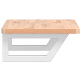 Basin Shelf Wall Mounted Steel and Solid Wood Beech 3302358