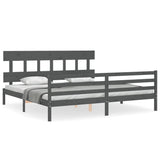 Bed Frame without Mattress Grey 200x200 cm Solid Wood 3195178