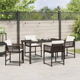 Garden Dining Set 5 pcs Brown Poly Rattan 3380754