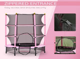4.6FT/55" Kids Trampoline with Safety Enclosure, Outdoor Indoor Use, for Ages 3-10 Years, Pink T3398P348063
