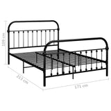 Bed Frame Black Metal Double Heavy Duty Vintage 284502